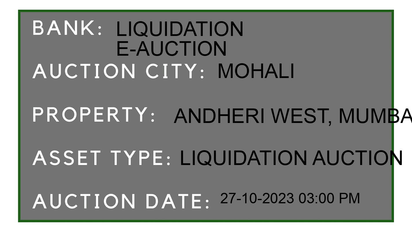 Auction Bank India - ID No: 195409 - Liquidation E-Auction Auction of Liquidation E-Auction auction for Land And Building in Mohali, Mohali