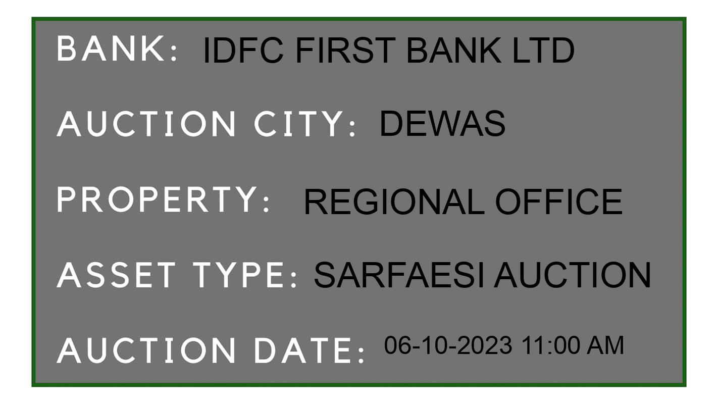 Auction Bank India - ID No: 195614 - IDFC First Bank Ltd Auction of IDFC First Bank Ltd auction for House in Dewas, dewas