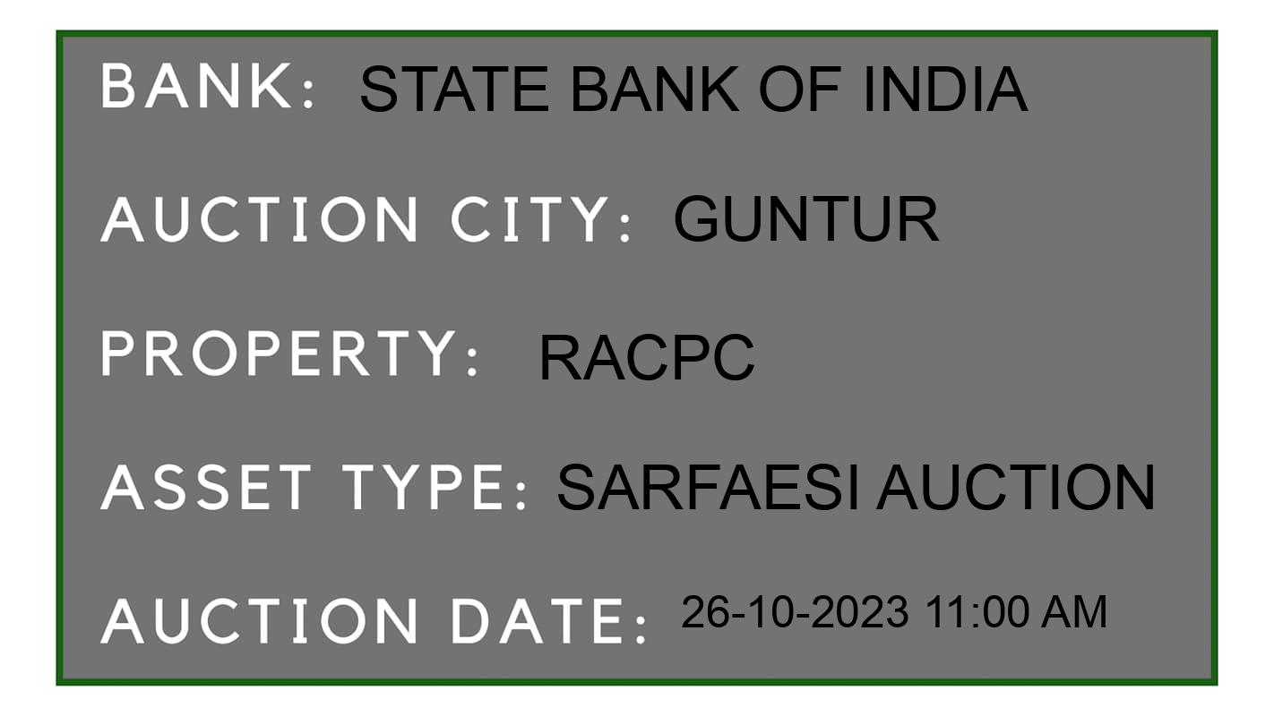 Auction Bank India - ID No: 195783 - State Bank of India Auction of State Bank of India auction for Plot in Nallapadu, Guntur