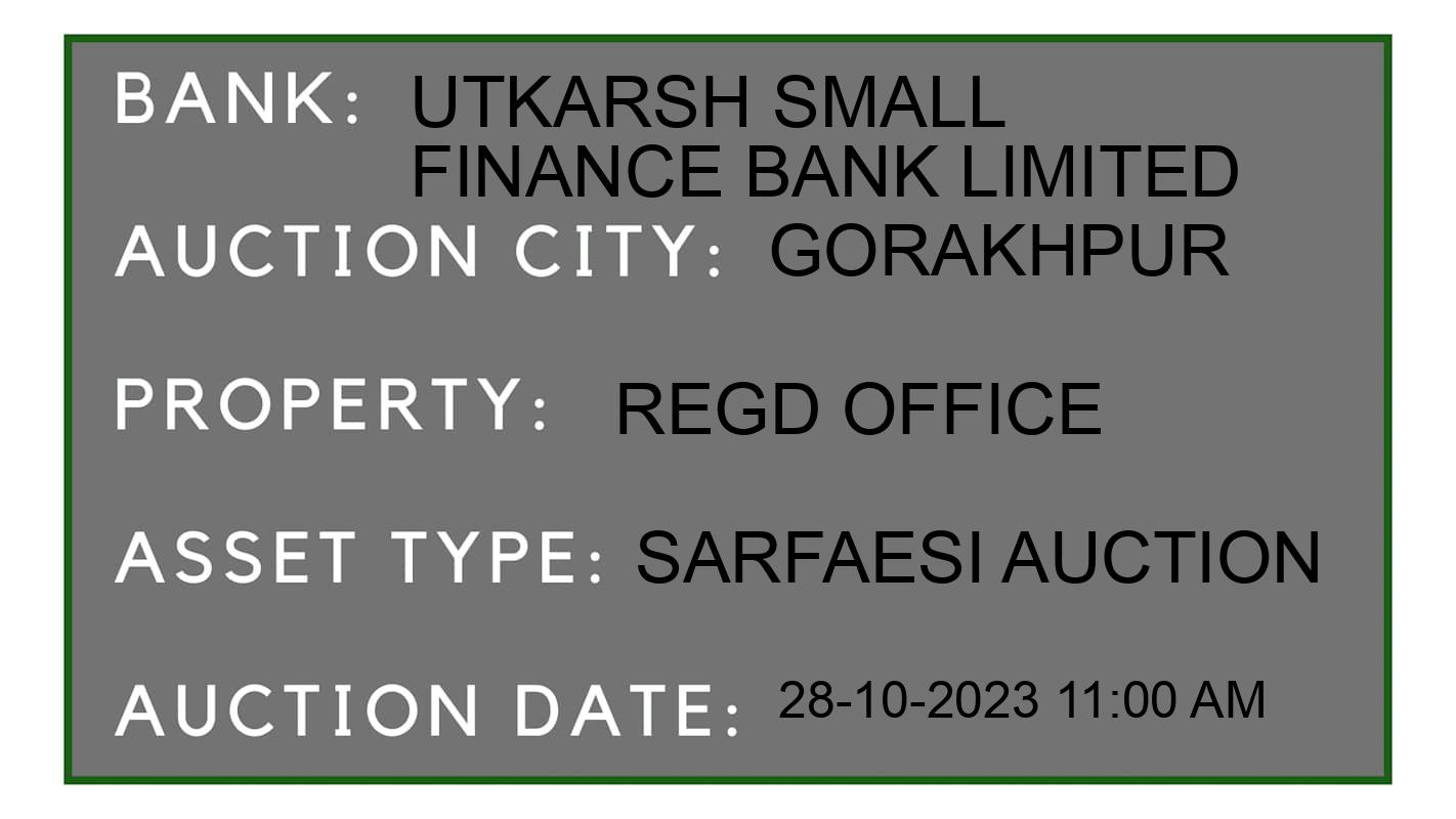 Auction Bank India - ID No: 196296 - Utkarsh Small Finance Bank Limited Auction of Utkarsh Small Finance Bank Limited auction for Land in Sadar, Gorakhpur