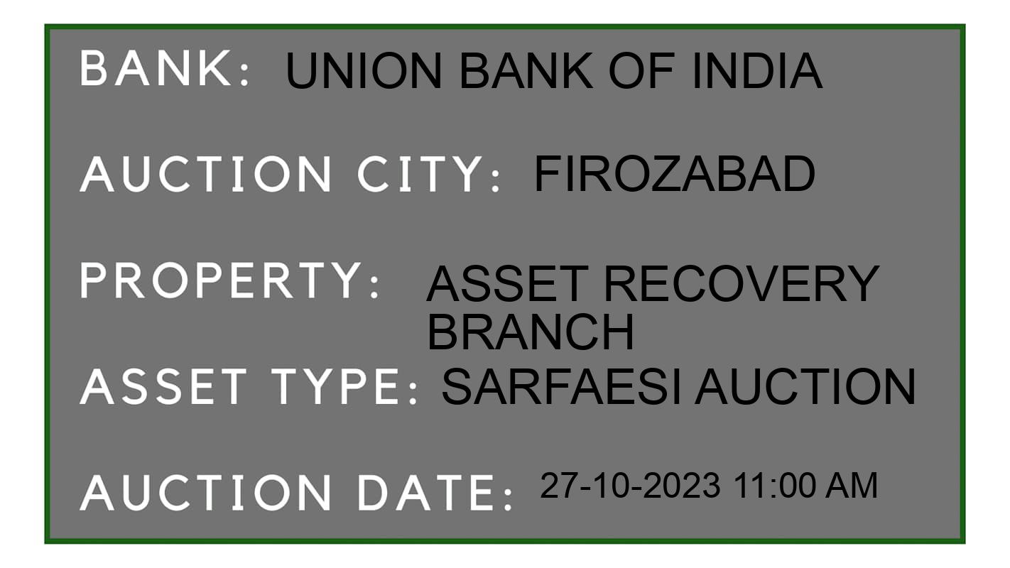 Auction Bank India - ID No: 196389 - Union Bank of India Auction of Union Bank of India auction for Land in Tundla, Firozabad
