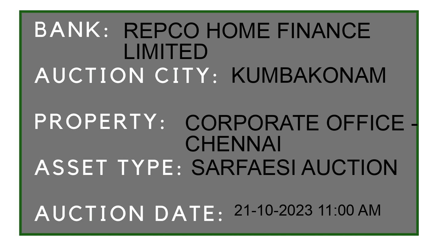 Auction Bank India - ID No: 196458 - Repco Home Finance Limited Auction of Repco Home Finance Limited auction for Land in Thanjavur, Kumbakonam