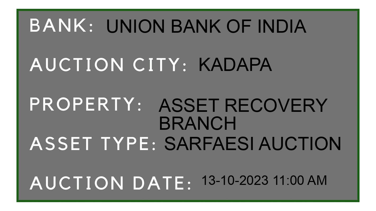 Auction Bank India - ID No: 196515 - Union Bank of India Auction of Union Bank of India auction for Plot in YS Nagar, Kadapa
