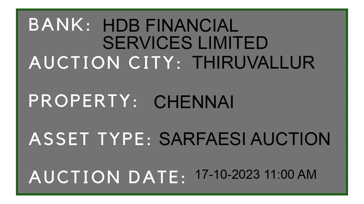 Auction Bank India - ID No: 196575 - HDB Financial Services Limited Auction of HDB Financial Services Limited auction for Plot in Ponneri Taluk, Thiruvallur