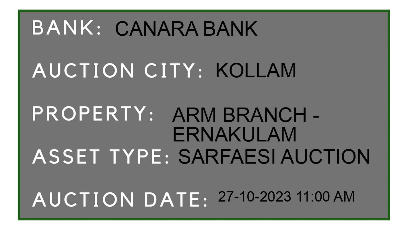 Auction Bank India - ID No: 196586 - Canara Bank Auction of Canara Bank auction for Land in Kollam, Kollam