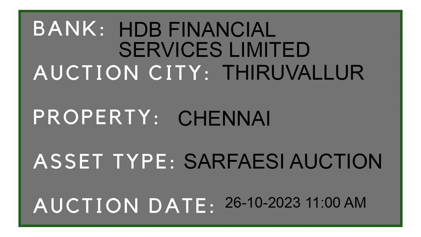 Auction Bank India - ID No: 196654 - HDB Financial Services Limited Auction of HDB Financial Services Limited auction for Residential Flat in Poonainallee Taluk, Thiruvallur