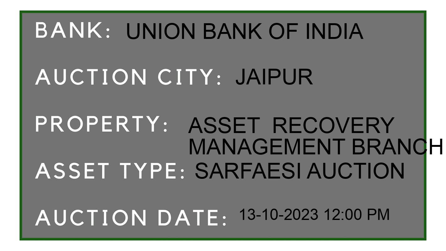 Auction Bank India - ID No: 196656 - Union Bank of India Auction of Union Bank of India auction for Residential House in Jaisinghpura, Jaipur