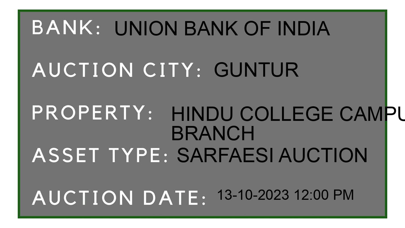 Auction Bank India - ID No: 196854 - Union Bank of India Auction of Union Bank of India auction for Residential Flat in Bonthapadu, Guntur