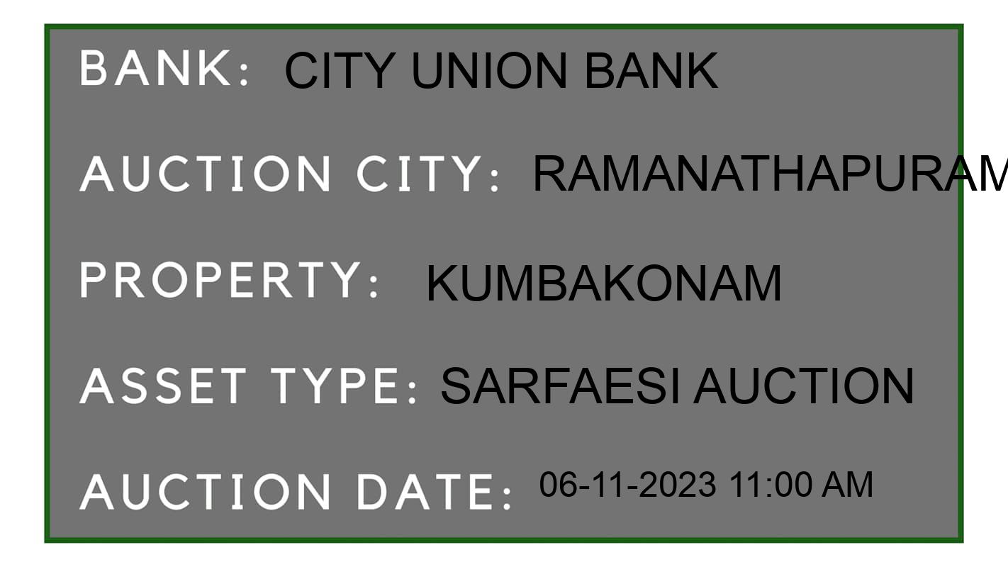 Auction Bank India - ID No: 197055 - City Union Bank Auction of City Union Bank auction for Plot in Ramanathapuram Taluk, Ramanathapuram