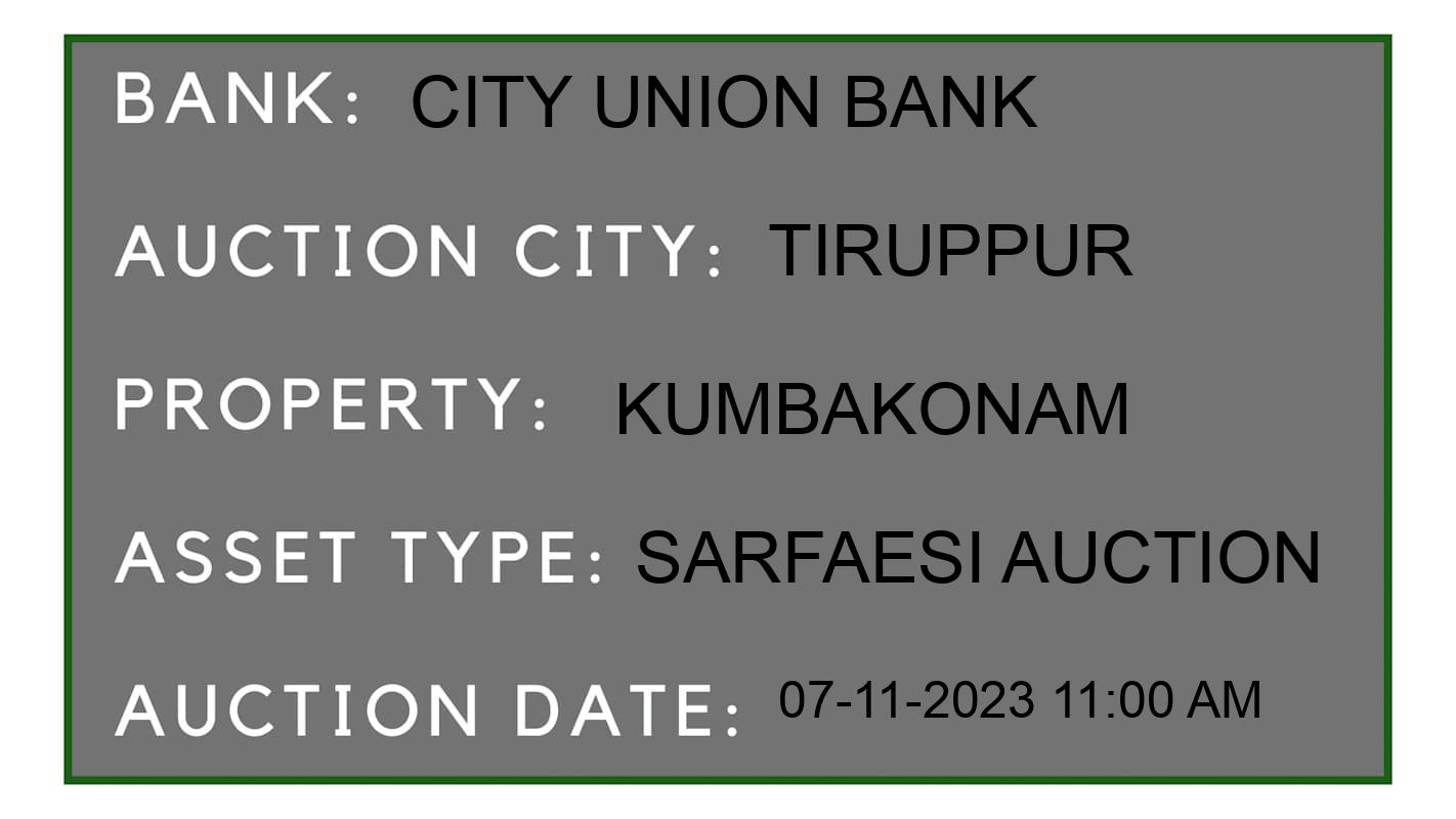 Auction Bank India - ID No: 197070 - City Union Bank Auction of City Union Bank auction for Plot in Tiruppur, Tiruppur