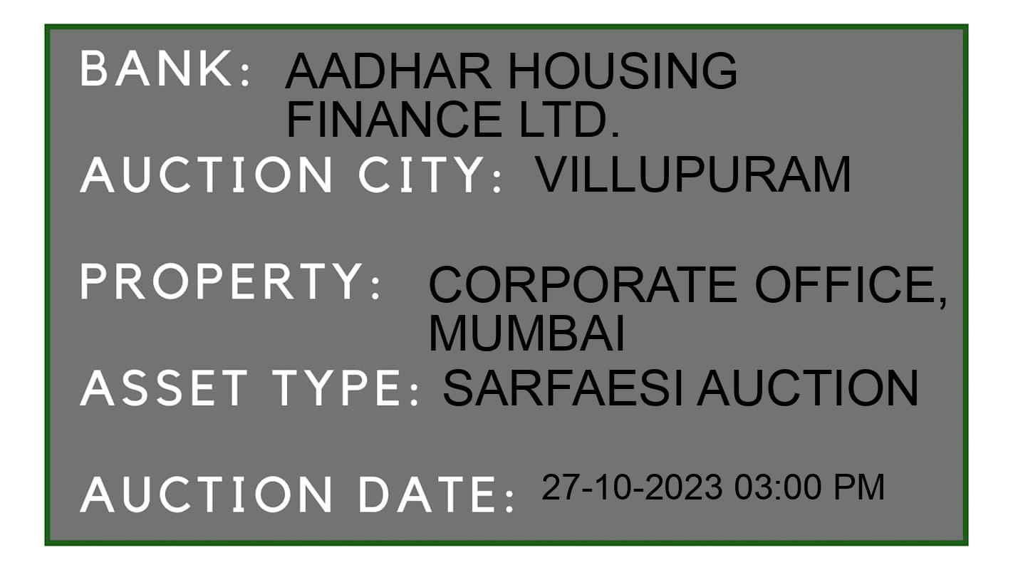 Auction Bank India - ID No: 197106 - Aadhar Housing Finance Ltd. Auction of Aadhar Housing Finance Ltd. auction for Plot in Villupuram, Villupuram
