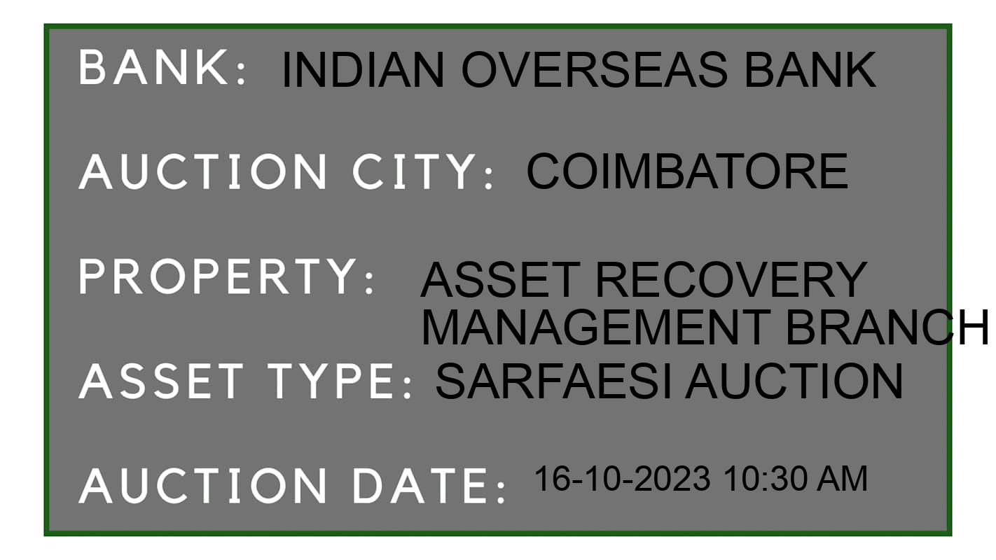 Auction Bank India - ID No: 197144 - Indian Overseas Bank Auction of Indian Overseas Bank auction for Plot in Gandhipuram, Coimbatore