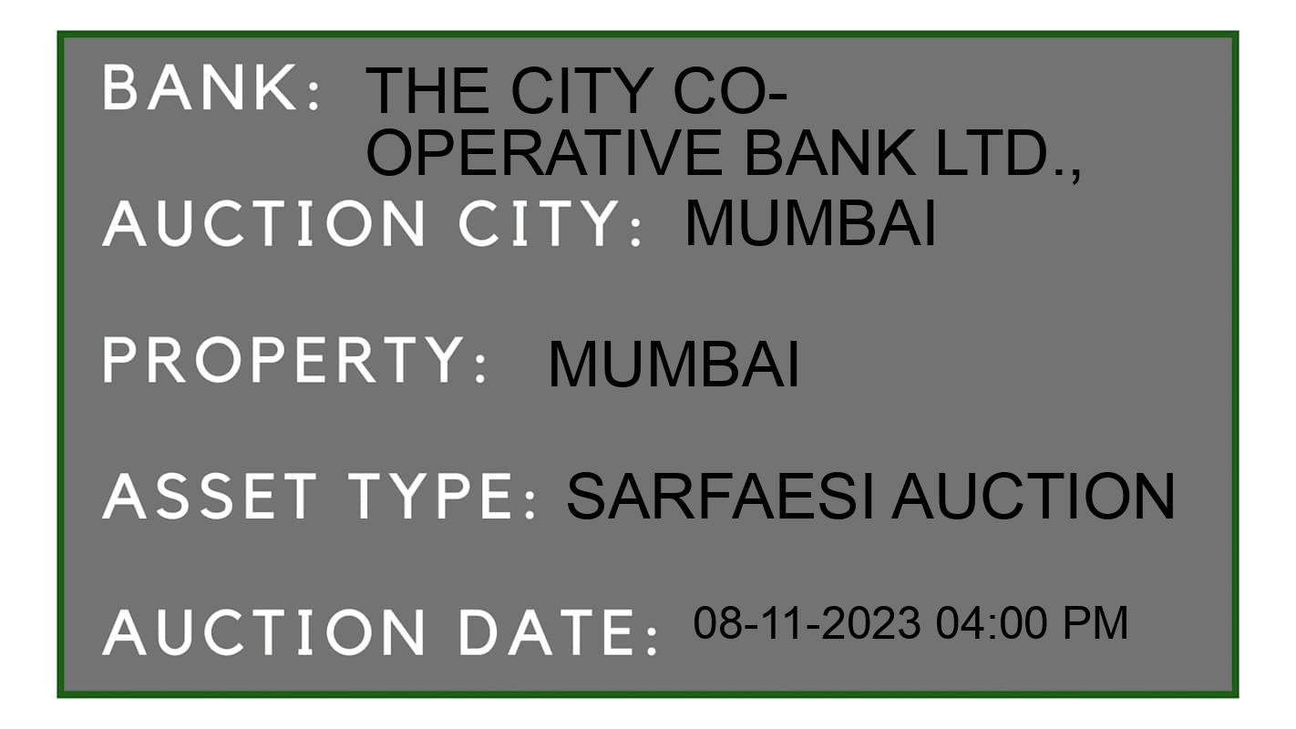 Auction Bank India - ID No: 197210 - The City Co-Operative Bank Ltd., Auction of The City Co-Operative Bank Ltd., auction for Residential Flat in Masjid Bandar, Mumbai