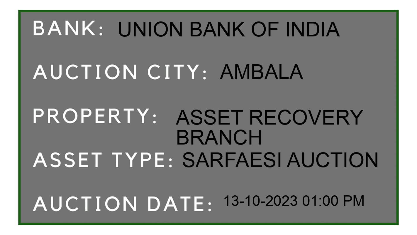 Auction Bank India - ID No: 197274 - Union Bank of India Auction of Union Bank of India auction for Residential Land And Building in Jamabandi, Ambala